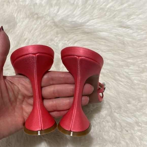 Amina Muaddi Lily‎ slipper 95 Crystal embellished satin heels size 37.5EU - Picture 7 of 14